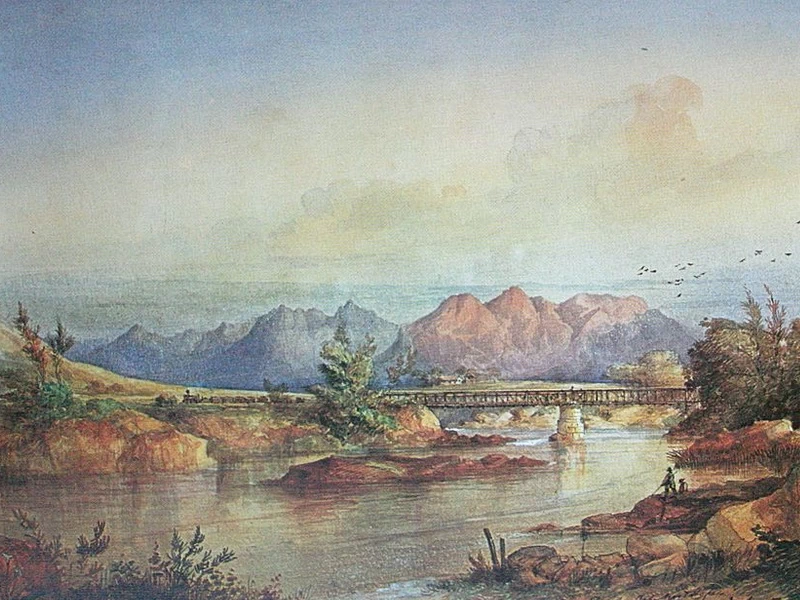 1812-Thomas William Bowler - Treno che attraversa il ponte sul fiume Berg